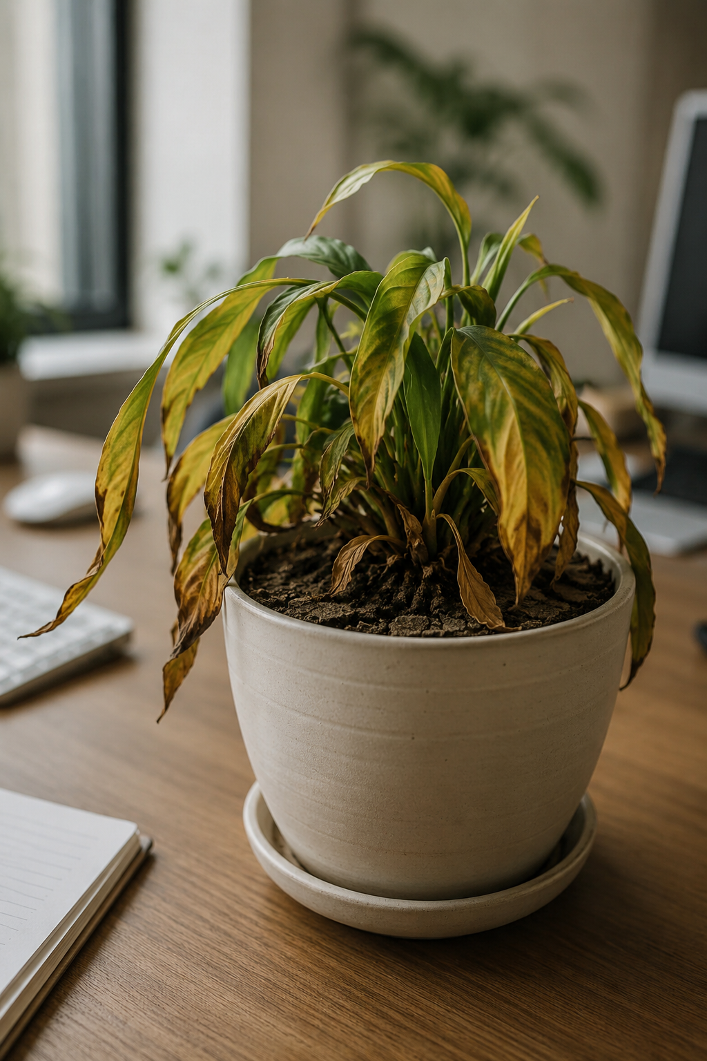 Office plants dying from dry air in a Missoula building